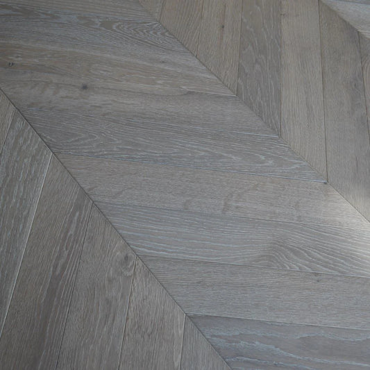 Cambridge Chevron Smoked Grey Oak Wood Flooring 14 x 90 x 510 (mm)