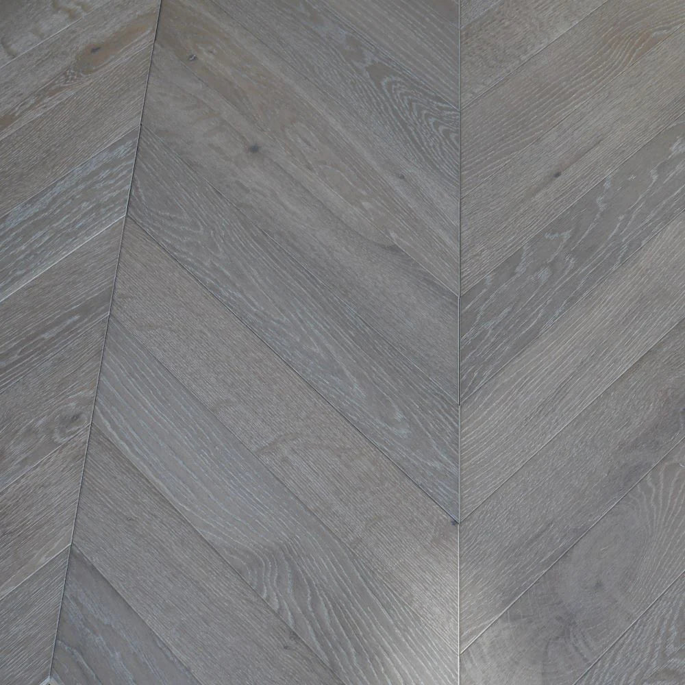 Cambridge Chevron Smoked Grey Oak Wood Flooring 14 x 90 x 510 (mm)