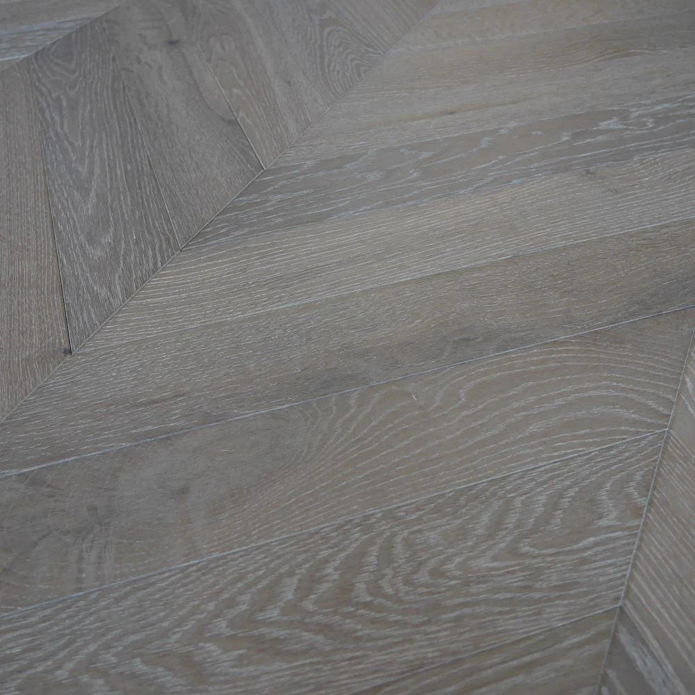 Cambridge Chevron Smoked Grey Oak Wood Flooring 14 x 90 x 510 (mm)